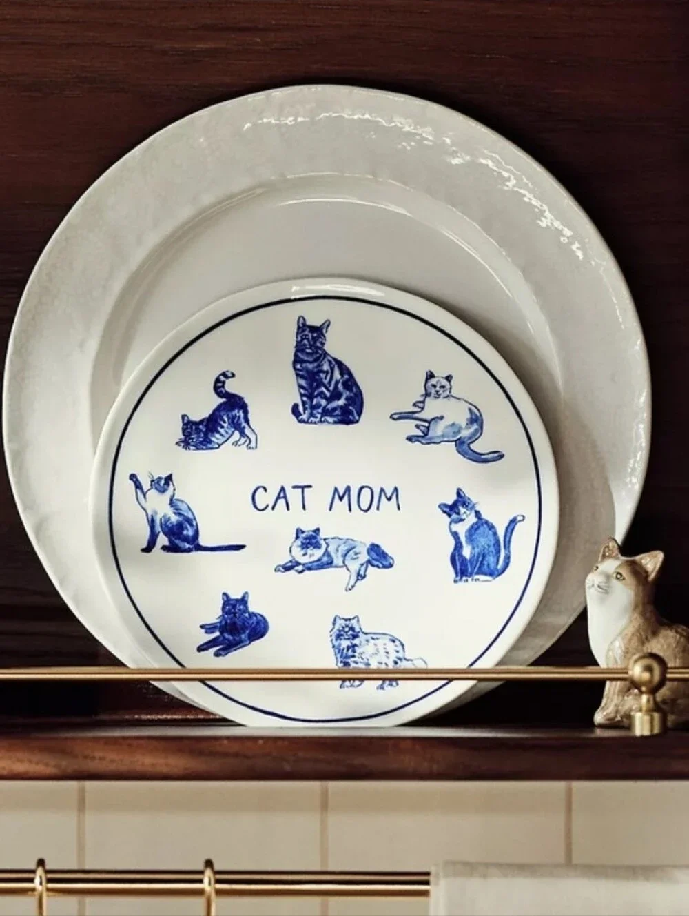 Anthropologie Molly Hatch Stoneware Cat Mom Dessert Plate
